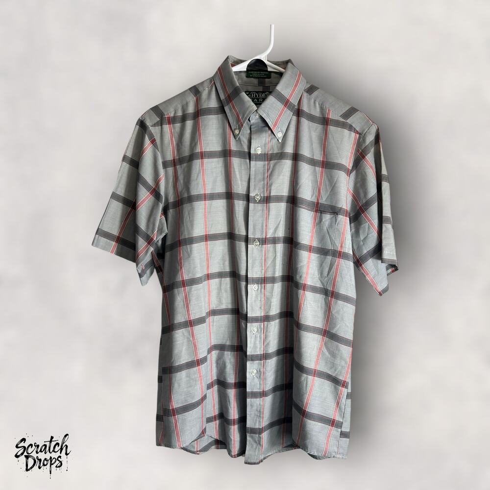 Vintage 90s Hyde Park Shirt Medium Single Stitch USA Made Retro Plaid Tee V08
